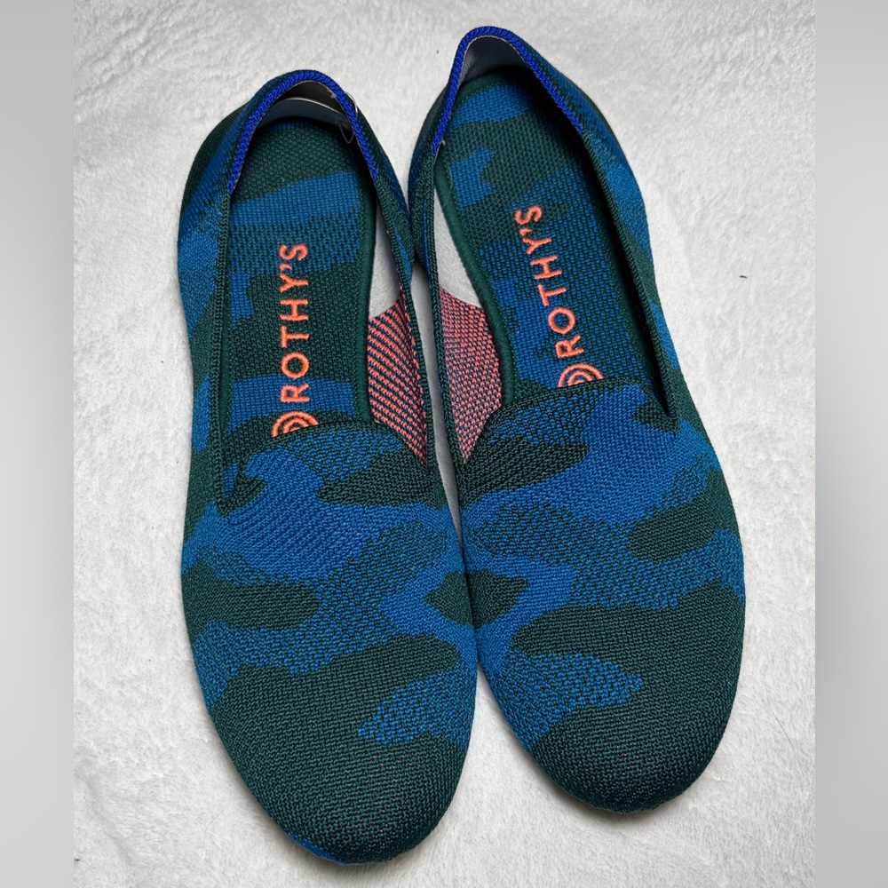 Rothy's Camouflage Flats in Blue and Green Women’s shoes Sz 9.5‎